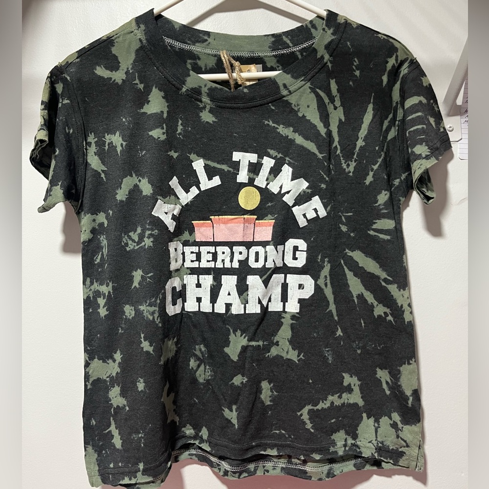 Belk Black and Green Tie-Dye Tee